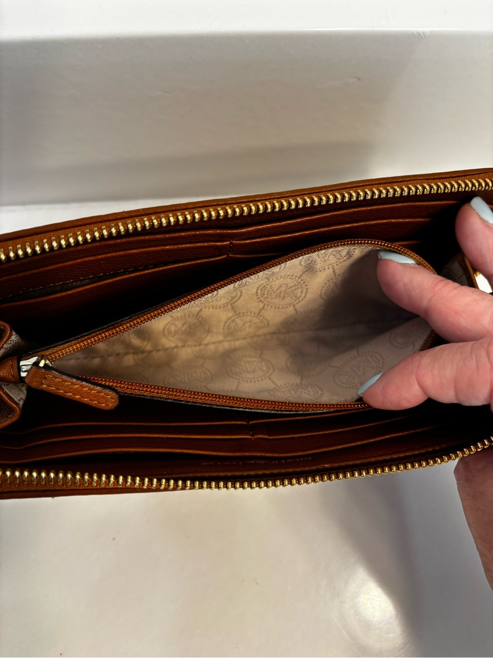 Michael Kors Brown Zip-Around Wallet with Gold Hardware - Picture 9 of 10